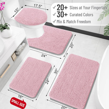 OLANLY Large Bathroom Rugs - Extra Soft Chenille Bath Mats | Quick Dry, Machine Washable, Dusty Rose 40x32