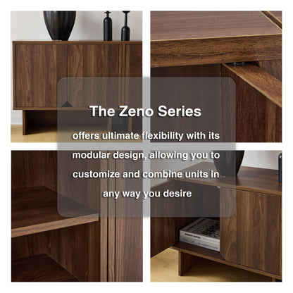 Modular TV Stand for 100-Inch TV,Also Used as Storage Sideboards,Bookcase,4pcs End Table,Nightstand,Buffet Cabinets with Adjustable Shelf,Coffee Table for Living Room,Dining Room,Bedroom, Walnut