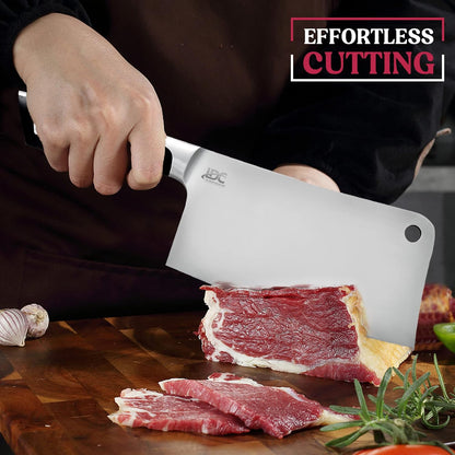 LDC 7" Inch Meat Cleaver Knife - High-Carbon Stainless Steel for Heavy-Duty Slicing, Mincing, Chopping