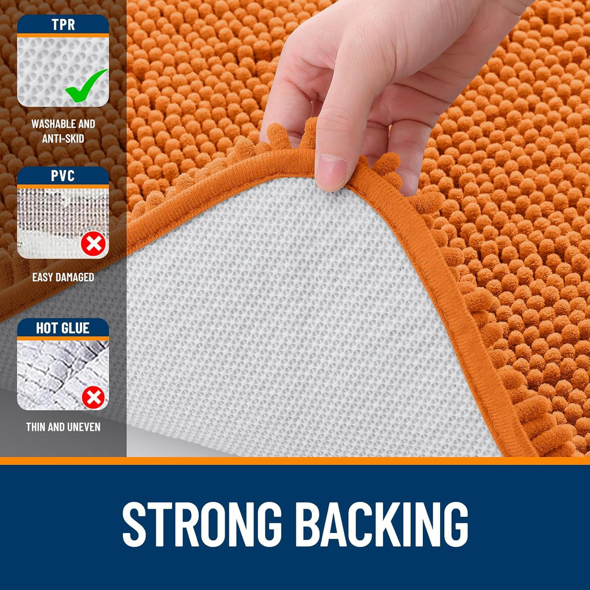 OLANLY Bathroom Runner Rugs - Extra Soft Chenille Bath Mats | Quick Dry, Machine Washable, 44x24, Clay