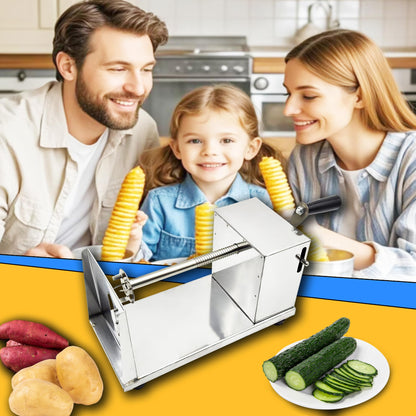 Tornado Potato Spiral Cutter Stainless Steel Spud Twisted Potato Chips Slicer French Fry Graters Cortador de Papas en Espiral Tornado for Potatoes Carrots Cucumbers Vegetable