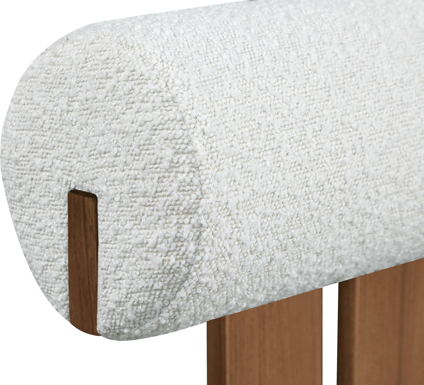 Meridian Furniture 916Cream-C Dario Collection Modern | Contemporary Dining Chair with Rich Cream Boucle Fabric, Dark Walnut Wood Look Metal Frame, 19.5" W x 24.5" D x 33.5" H, Cream, Set of 2