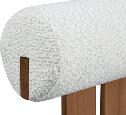 Meridian Furniture 916Cream-C Dario Collection Modern | Contemporary Dining Chair with Rich Cream Boucle Fabric, Dark Walnut Wood Look Metal Frame, 19.5" W x 24.5" D x 33.5" H, Cream, Set of 2