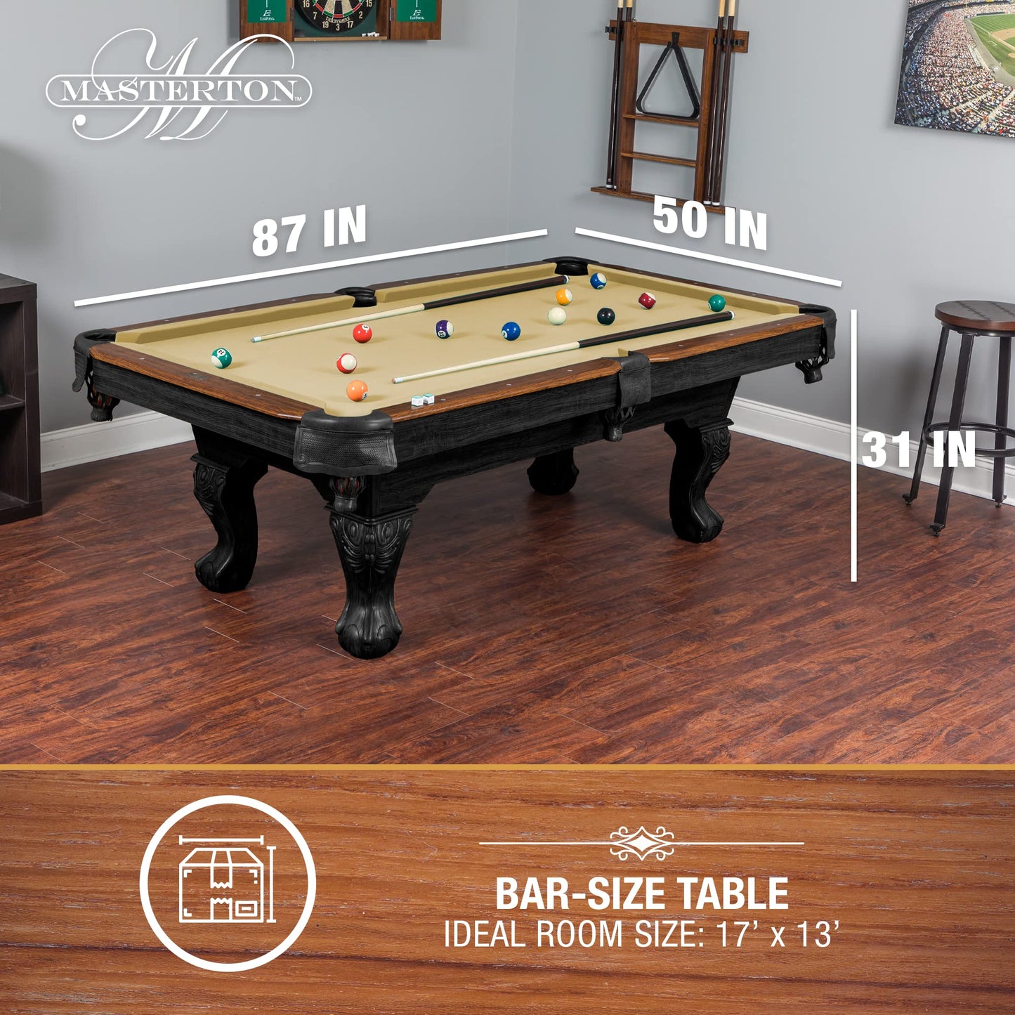 EastPoint Sports Masterton Billiard Table Deluxe - Tan 87 inch 1-1-32270-AA001D