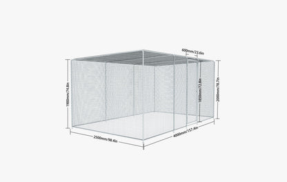 YOPTO Large Chicken Coop 13x8x6.5FT,Walk-in Duck Coop Run Pen with Roof Cover and Automatic Lock,Metal Pet House Cage for Outdoor,Yard,Silver