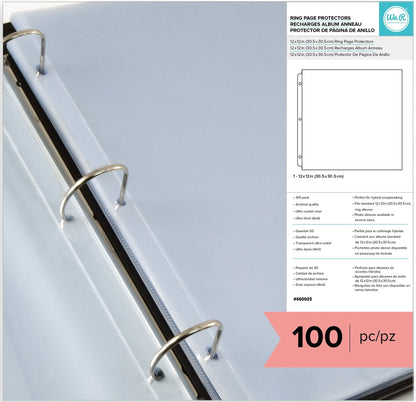 We R Memory Keepers 12x12 Page Protector Sleeve Set Includes 100 Pages, Non-Glare, Compatible with Most 3 Ring Albums, Perfect for Scrapbooking & More