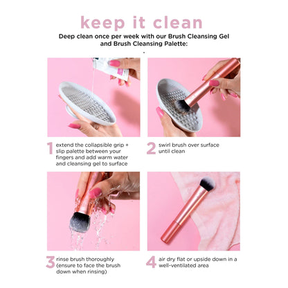 Real Techniques Matte & Merry Ultimate Blending 4 Piece Holiday Gift Set, Foundation Makeup Sponge, Dual-Sided Powder Puff, & 2 Makeup Brushes, Kitten Paw Brush, Stocking Stuffer, Limited Edition