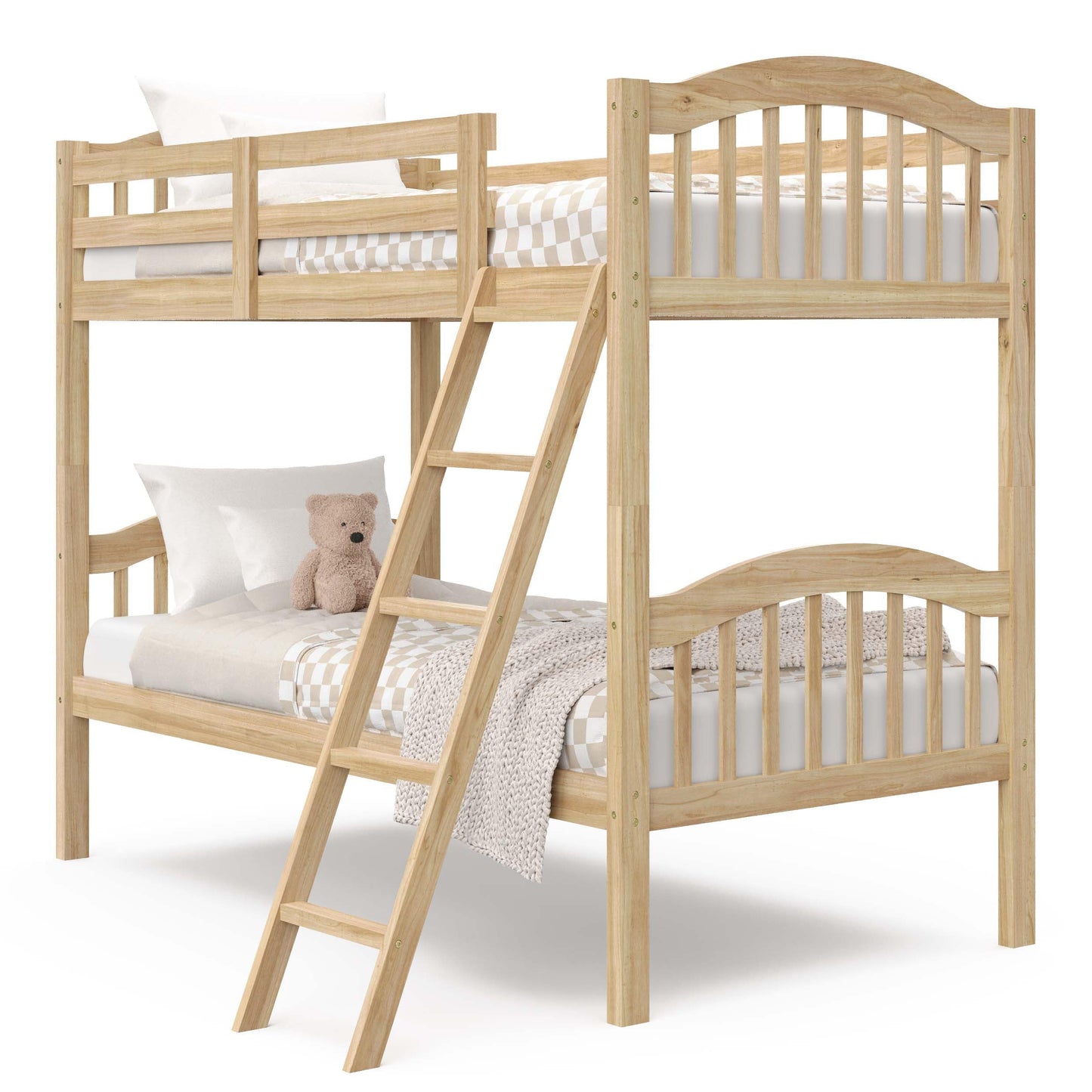 Storkcraft Long Horn Twin-Over-Twin Bunk Bed (Natural) - GREENGUARD Gold Certified, Converts to 2 Individual Twin beds