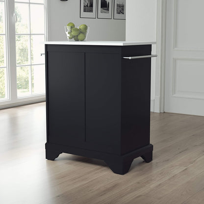 Crosley Furniture Lafayette Stone Top Small Portable Rolling Kitchen Island Storage Cart, Microwave Stand, Black