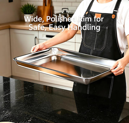ONNESOL 23.5"x15.5" 304 Stainless Steel Baking Pan & Crisping Tray Set