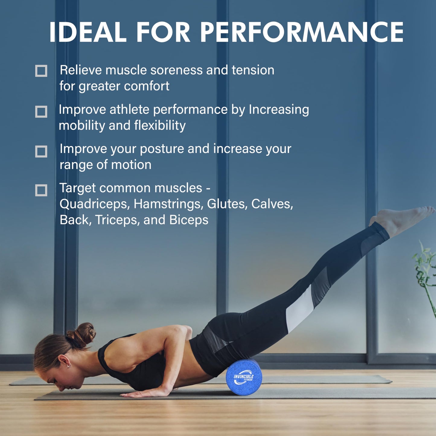 Invincible Fitness EPP Foam Roller for Deep Tissue Massage – Enhance Recovery, Relieve Pain, and Boost Mobility for a Stronger, Healthier You (Purple)