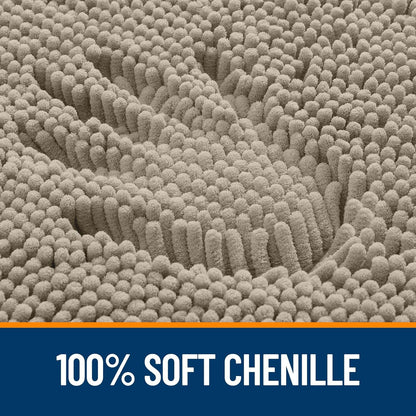 OLANLY Large Bathroom Rugs - Extra Soft Chenille Bath Mats | Quick Dry, Machine Washable, Warm Taupe 59x35