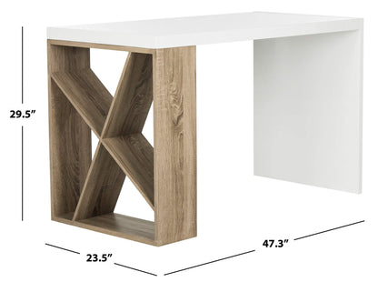 Safavieh Home Collection Carlene White Lacquer and Oak Desk