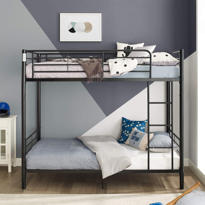 Walker Edison Elodie Urban Industrial Twin Over Twin Metal Bunk Bed, Twin Over Twin, Black