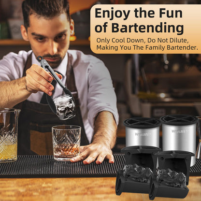 Clear Ice Cube Maker, 2" Stainless Steel Clear Ice Maker for Old Fashioned Whiskey lover, Bourbon, Whiskey, Cocktail Gifts for Men on Birthday or Holiday, Easy-Release Ice Ball Maker Mold