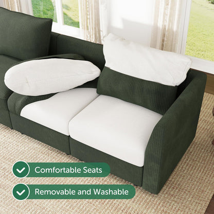 HONBAY Modular Sectional Sleeper Sofa Green Couch L Shaped Sectional Sofa with Storage, Convertible Couches for Living Room - Green