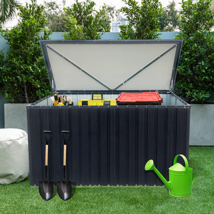 BouPower 215 Gallon Outdoor Storage Box,Waterproof Lockable Mental Deck Box for Patio Furniture Cushions Garden Tools
