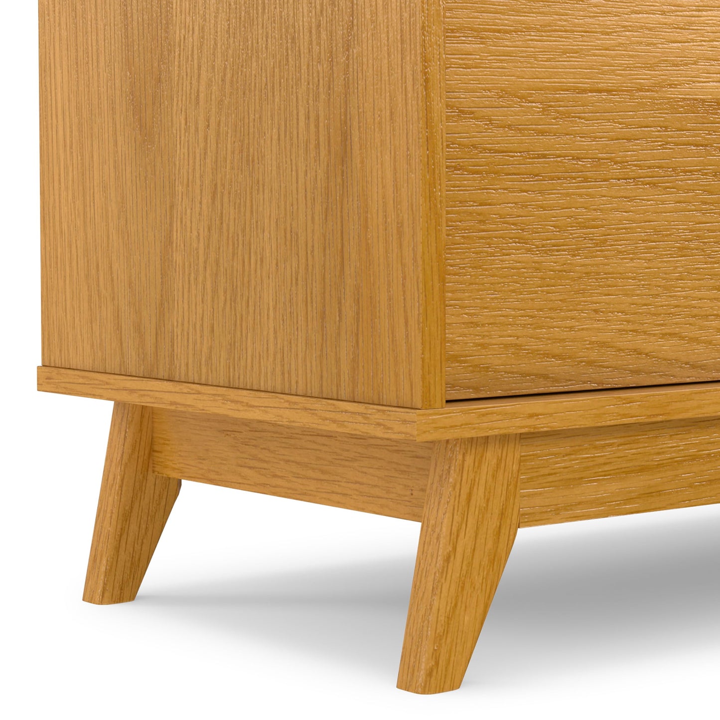 SIMPLIHOME Lennon TV Stand - 72 inch Wide Solid Wood Low Media Console in Oak Veneer, Mid Century Modern Entertainment Center for Living Room for TVs up to 80 Inches with Shelves and Cable Management