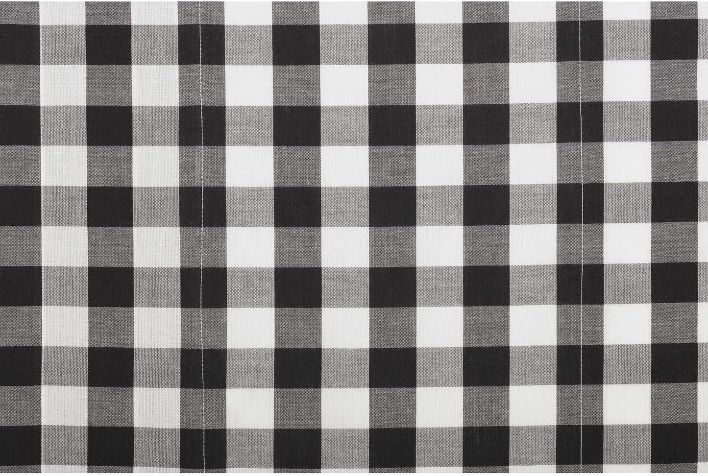 VHC Brands Annie Buffalo Check Cotton Farmhouse Kitchen Curtains - Rod Pocket 16x72 Valance, Black