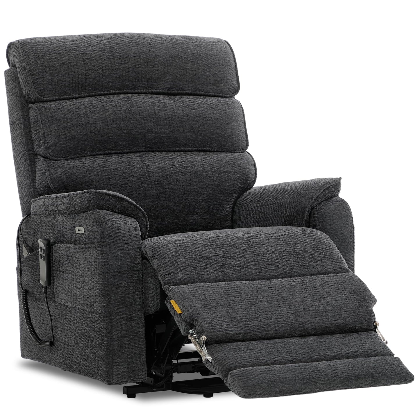 DYNOX 400 LBS Big Tall Man Large-Wide Power Dual Motor Lift Recliners Chairs for Elderly, Lay Flat Lift Chair with Infinite Positions, Heat & Massage, Extended Footrest (9298L, Chenille, Grey)
