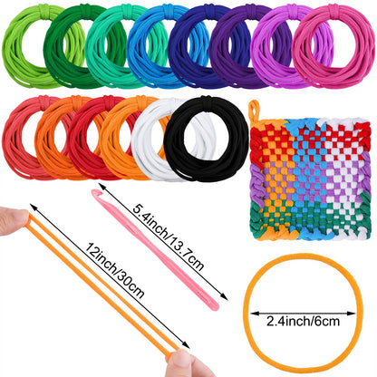 Aodaer 288 Piece Loom Potholder Loops Weaving Loom Elastic Potholder Loops Refill with Multiple Colors for DIY Crafts Supplies, Compatible with 7 Inch Weaving Loom
