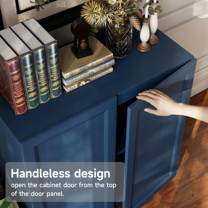 FENSULN Modern Sideboard Accent 2 in 1 Buffet Storage Cabinet Display Buffet Cabinet Credenza with Adjustable Shelves for Dinging Room Living Room Entryway Coffee Bar,Blue