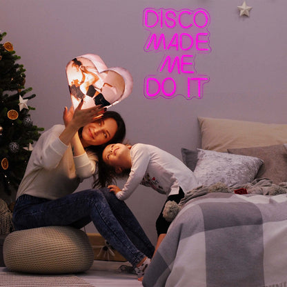 Disco Made Me Do It Led Neon Light Signs for Wall Decor, Pink Neon Light Signs for Bedroom Bachelorette Party Birthday Wedding Engagement Party Bar Club Neon Sign Art GIft(12.4 * 16.1in)