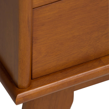 SIMPLIHOME Draper Bookcase - 64 inch Tall Solid Wood Wide Storage Bookshelf in Teak Brown, Mid-Century Modern Storage for Living Room, Study Room or Office with Adjustable Shelves and Tapered Legs