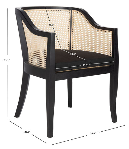 SAFAVIEH Home Collection – Rina Black & Natural Solid Wood Dining Chair with Cane Accents, Fully Assembled (DCH9501D)