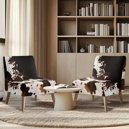 Generic Armless Armless Armless Stretch Chair Slipcovers Cow Print Accent Chair Covers Removable Non-Slip Couch Cover