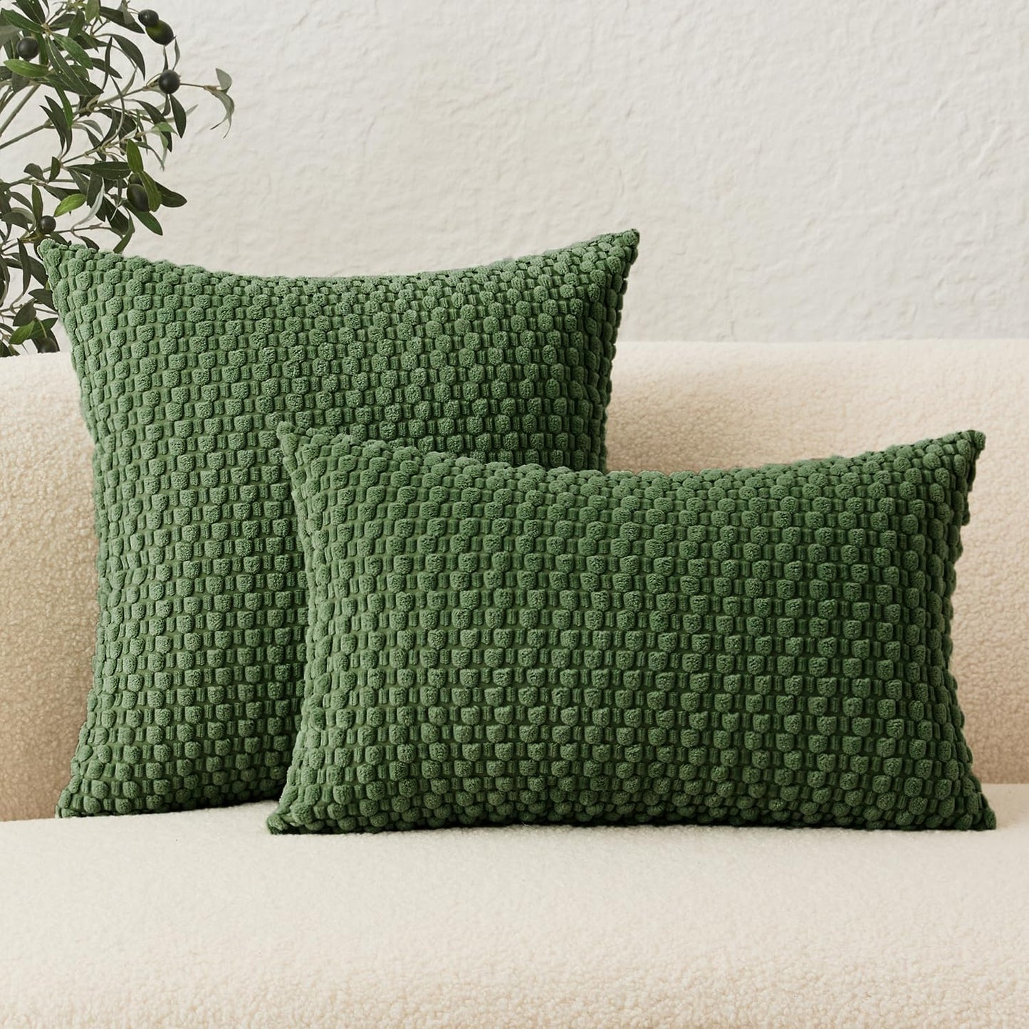 Pack 1 14x24 Inch, UGASA Lumbar Throw Pillow Covers of Super Soft Boho Corduroy Decorative Pillow Covers Cases Solid