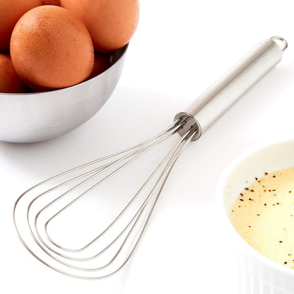 Chef Grade Non Scratch 10" Flat Bottom Whisk - Best Stainless Steel Roux Whisk for Cooking and Whisking Spatula Tool