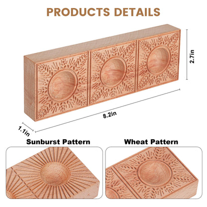 Triple Ravioli Molds Wooden Pasta Ravioli Board Double Sided Sunburst & Wheat Pattern Ravioletti Moulds Wood Pasta Raviolini Maker Molds Handmade 2 in 1 Ravioli Mold Press Maker Kitchen Fresh Pasta