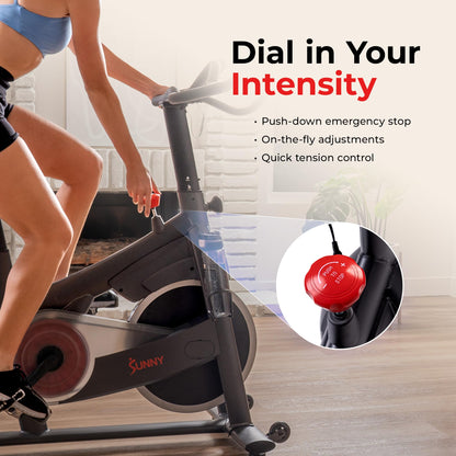 Sunny Health & Fitness PACE 300 Smart Magnetic Indoor Cycling Bike, Quiet Exercise for Home Gym Cardio Training, Ultimate Fit with Adjustable handle & seat, Free SunnyFit App Connection - SF-B124068