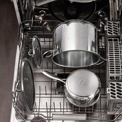 SANFELA 1.3 Quart Stainless Steel Saucepan with Glass Lid, 5 Ply Stainless Clad Construction, Suitable for All Cooktops, PTFE, PFAS and PFOA Free