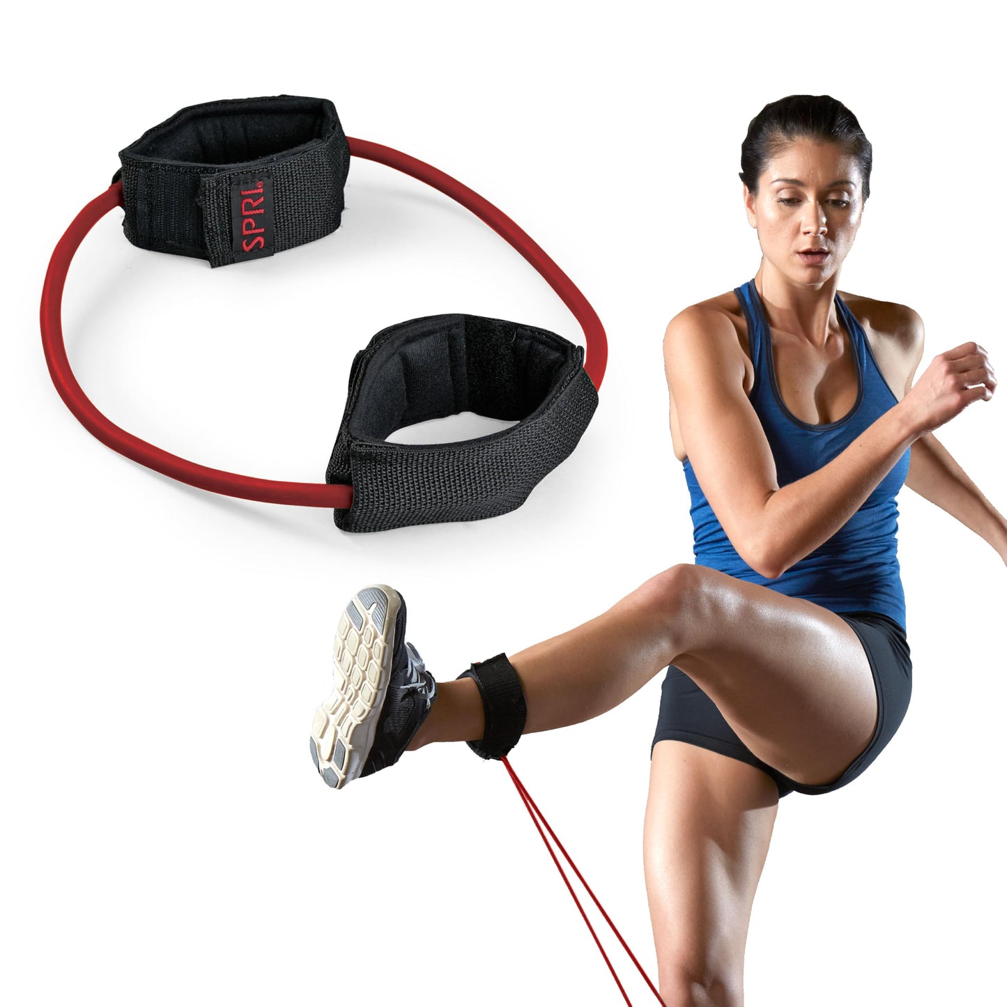 SPRI Xercuff Leg Resistance Band Exercise Cord with Non-Slip Padded Ankle Cuffs (All Bands Sold Separately) Portable for the Gym or At Home Workout Equipment