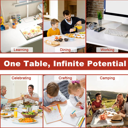 Elevon 6FT Folding Tables – Heavy Duty Portable Foldable Table with Built-in Handle, 300 lb Capacity – Ideal for Events, Parties, Crafts, Camping & Dining (10-Pack)