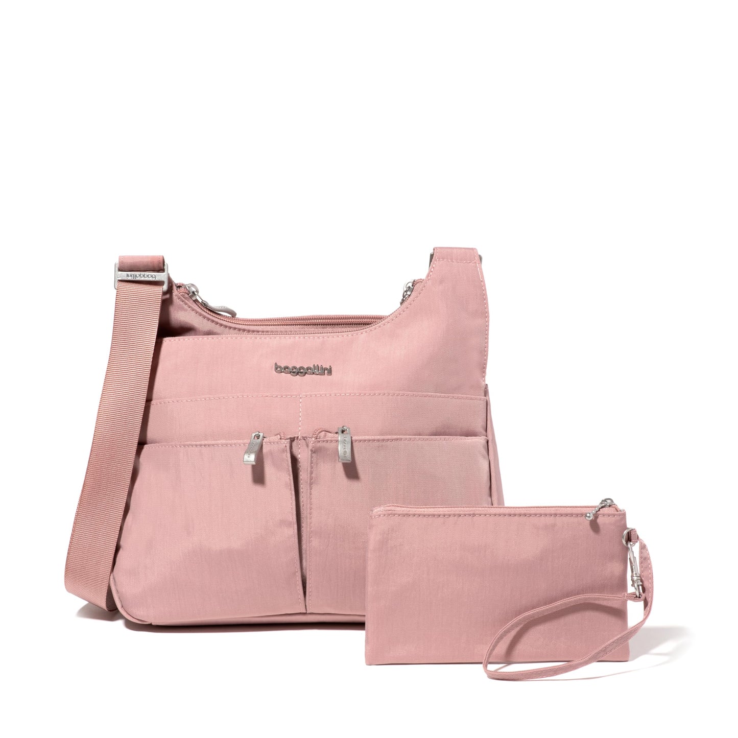 Baggallini Cross Over Crossbody Women 11x8.5 Medium Travel Bag Lightweight Water-Resistant Nylon Organized Handbag Purse