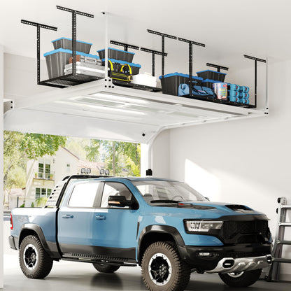 FLEXIMOUNTS 2 Pack 3x6 Overhead Garage Storage Adjustable Ceiling Rack 72" Length x 36" Width x 40" Height, 900lbs Total Weight Capacity, Black, Classic Series