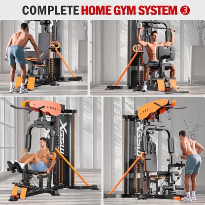 XGSW Multi-Function Home Gym Workout Station, Featuring a Pulley System, arm Trainer, and Leg Trainer for Full-Body Workouts. (L03-1 Single-Person Fitness Station)