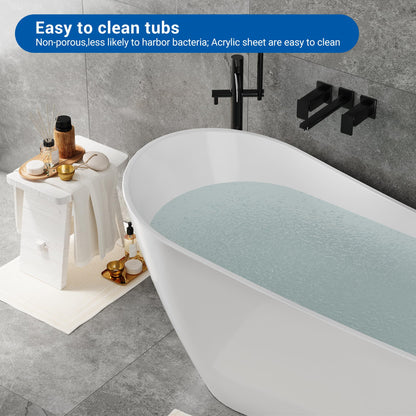 67 Inch Freestanding Bathtubs, Acrylic Free Standing Tub, Integrated Overflow Design, Luxury Freestanding Bathtub for Contemporary Home
