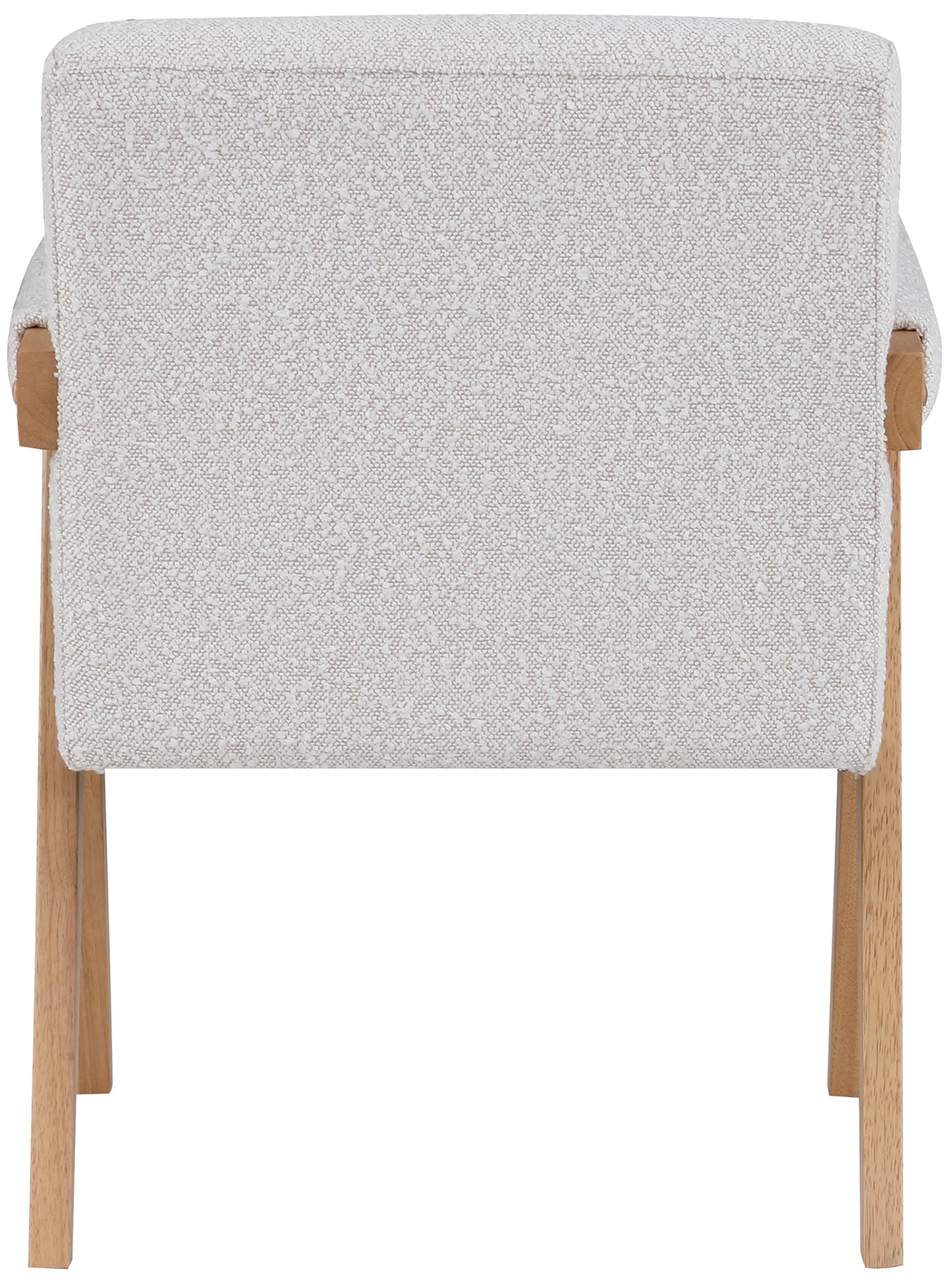 Meridian Furniture 480Cream Woodloch Collection Mid-Century Modern Boucle Fabric Upholstered Accent Chair with Rich Cream Boucle Fabric, Natural Finish Solid Wood, 24.5" W x 23.5" D x 32" H, Cream
