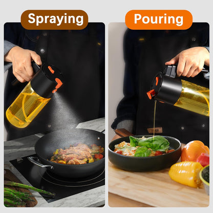 2 1 17.2oz/511ml Glass In Olive Oil Dispenser Bottle for Kitchen Gadgets, Olive Oil Sprayer for Cooking (Transparent)