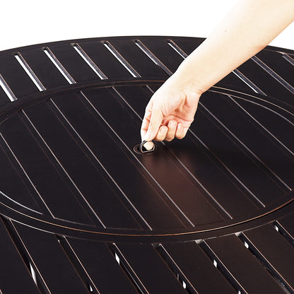 Oakland Living Aluminum 57,0000 BTU 44 in. Round Propane Black Fire Pit Table with Fire Beads, Lid, Propane Tank Cover and Table Fabric Covers in Copper Finish