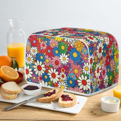 Daisy Flowers Printed Toaster Cover, 4 Slice Washable Kitchen Appliance Protector for Dust and Fingerprint