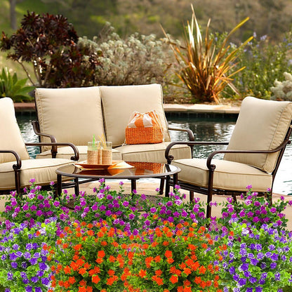 Artificial Flowers Faux Plastic Greenery Shrubs, UV Resistant Outdoor Plants for Home Kitchen Office Wedding Decor
