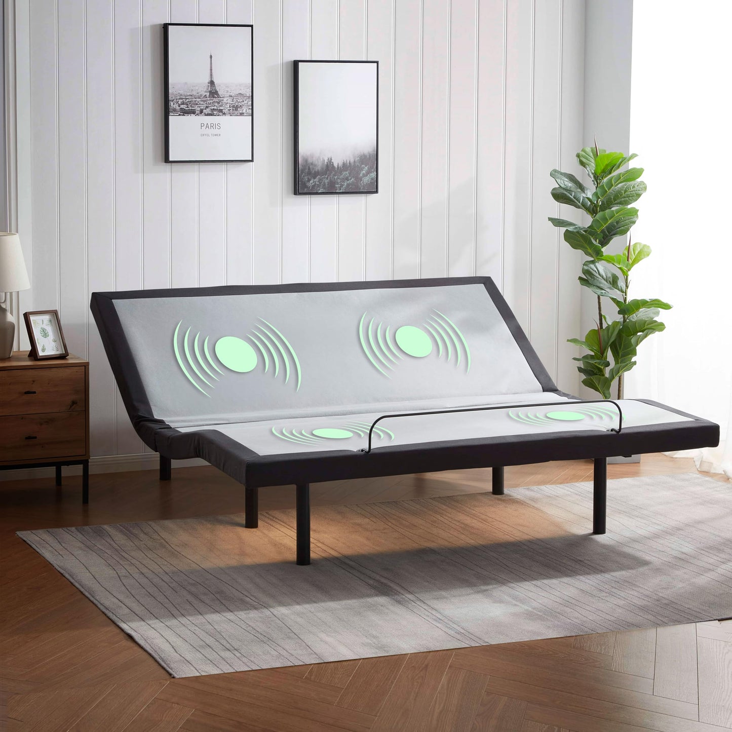 Nestl Queen Electric Adjustable Bed Frame with Massage, Adjustable Bed Base, Independent Head and Foot Incline, Zero Gravity, Wireless Remote Control, USB Ports, Under Bed Nightlight, Zero Clearance