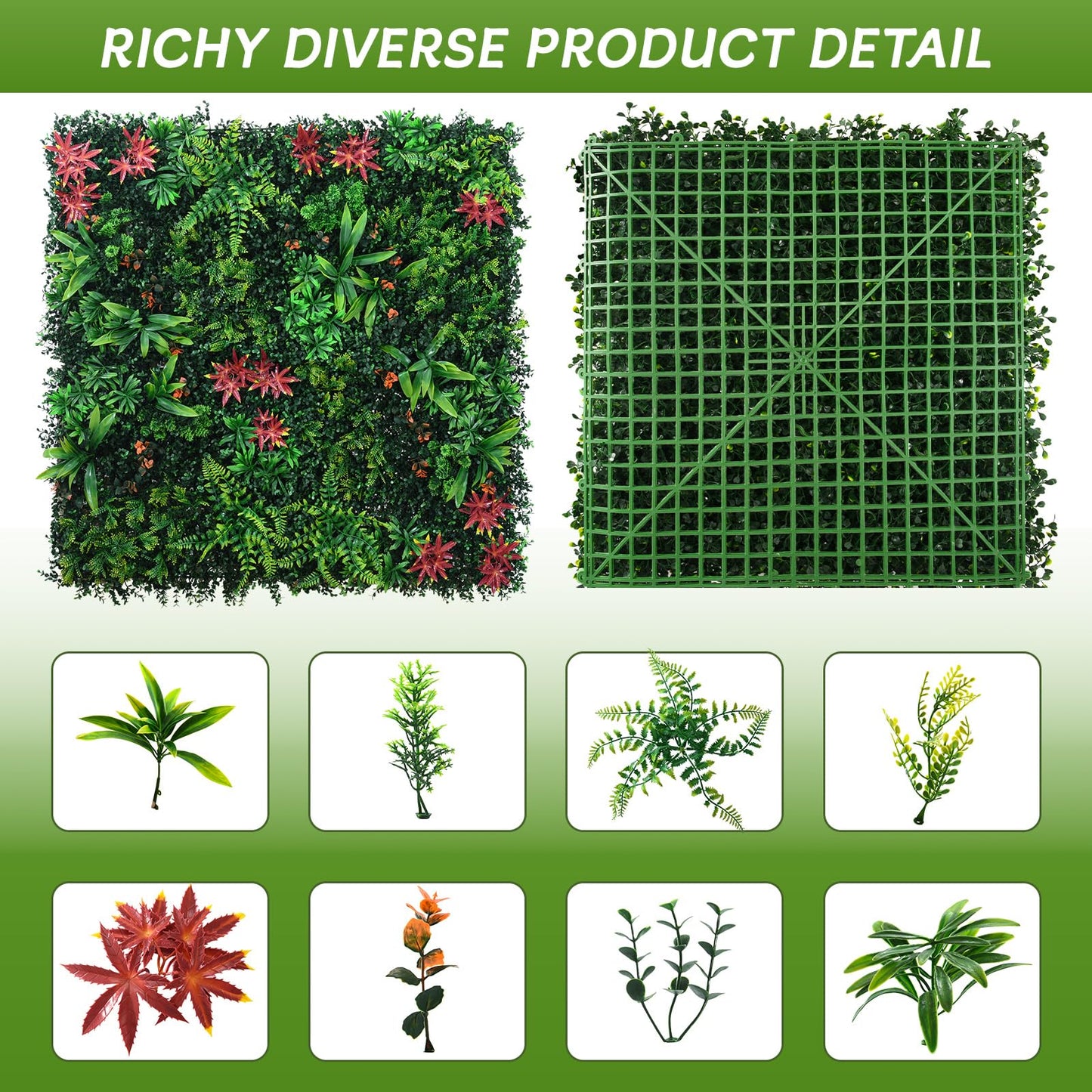 Grass Wall Panels 18 Pack 20"x20", Artificial Hedge Greenery Wall Backdrop, Plant Wall, UV Protected Privacy Fence Screen, Green Wall Decor for Outdoor Indoor Wedding Décor
