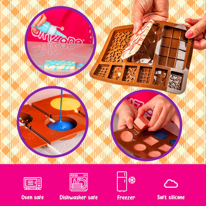GirlZone Little Choco Delights Maker Kit, Chocolate Making Set for Kids with Candy Bar Molds, Lolly Sticks & Wrappers, Fun Creative Activity, Birthday Gift for Girls Ages 8+