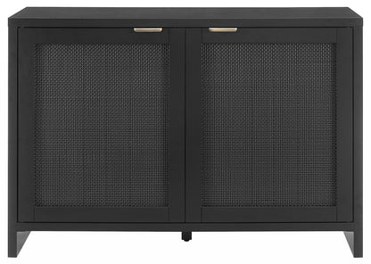 Crosley Furniture Kenji Media Console, Record Player Stand with Vinyl Storage, Modern Home Organizer, Black